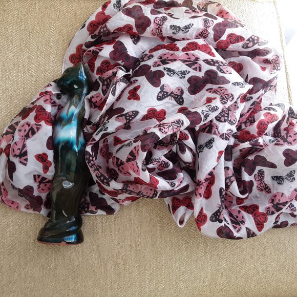 Antibes Blanc 100% Silk Scarf, Butterflies | New! - Picture 10 of 10